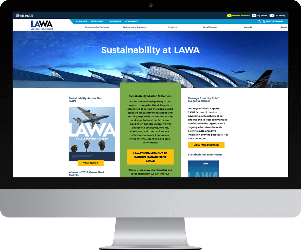 LAWA-Device-Mockup LAWA website on a desktop computer