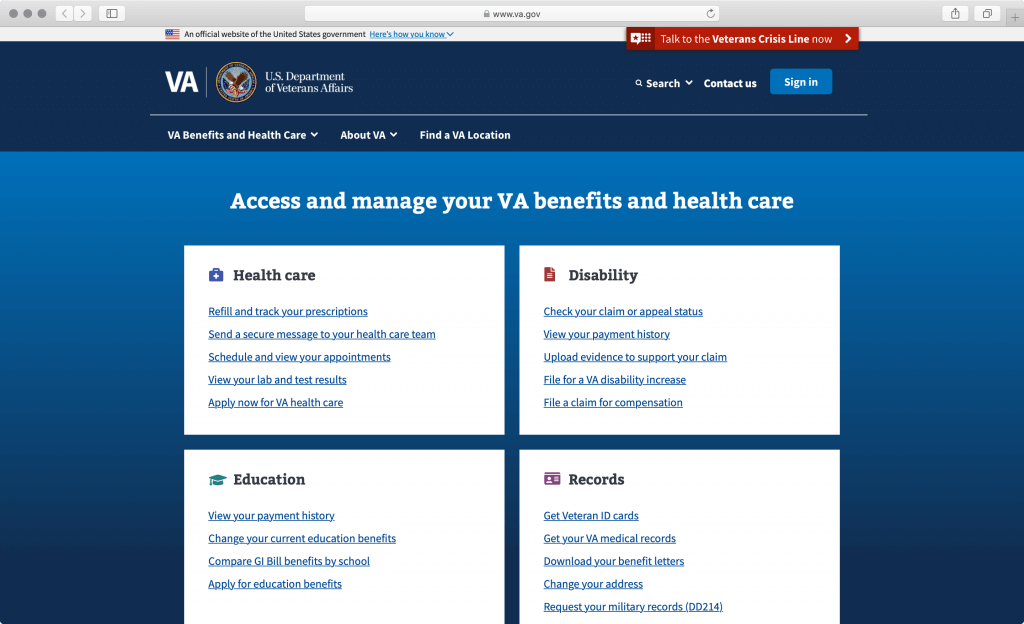 va.gov screenshot