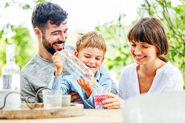 Family drinking water