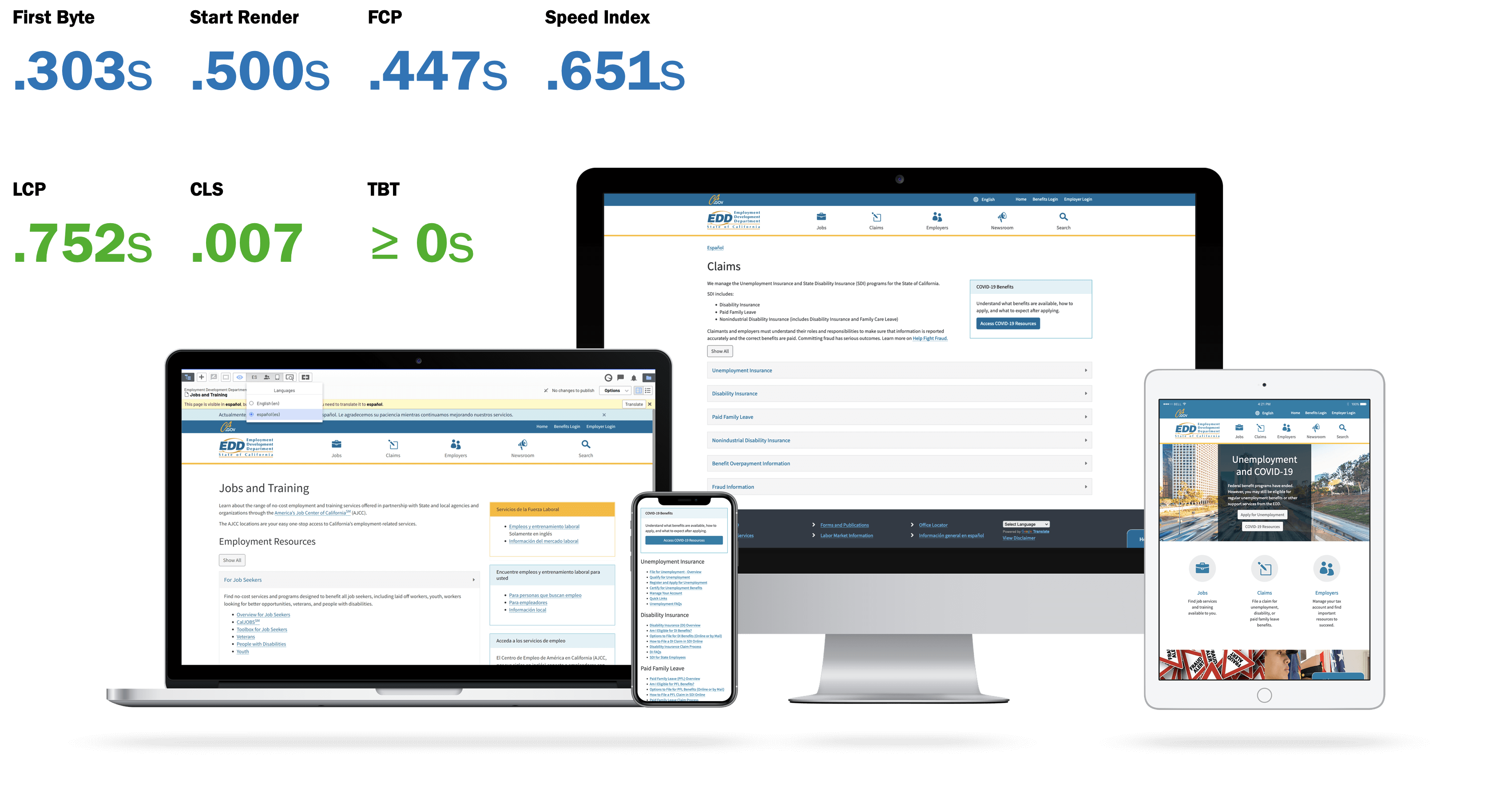 EDD Website High Performance Metrics