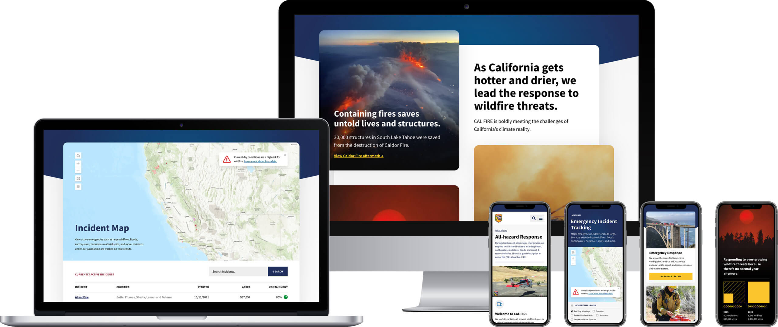 CAL FIRE project multi-device mockup